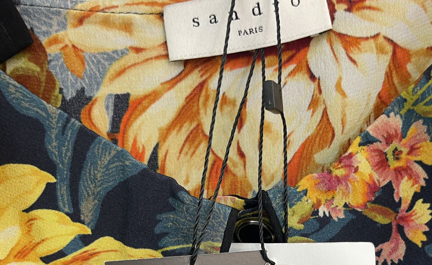 SANDRO Sunset Silk Floral Print Dress