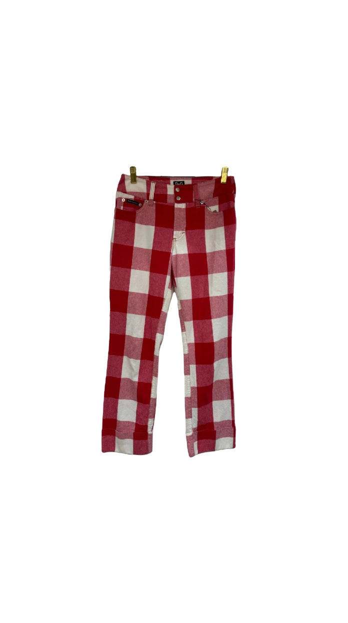 DOLCE & GABBANA Gingham Printed Cropped Trousers