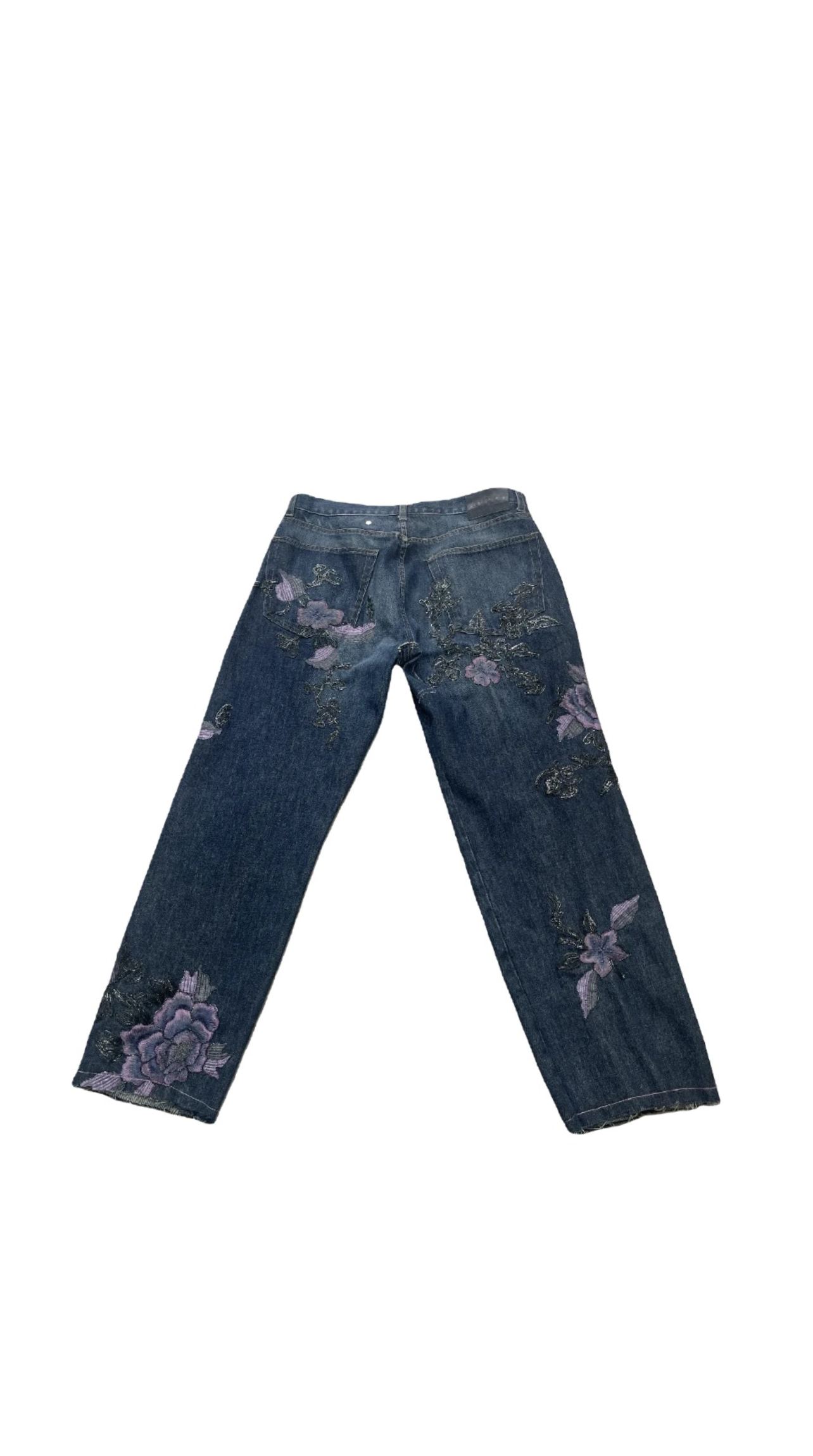 GUCCI Floral Embroidered Denim Jeans Fall 1999