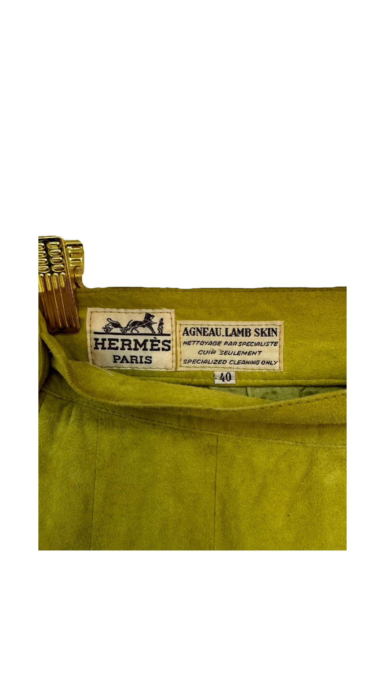 HERMES Paris Lambskin Leather Pencil Skirt