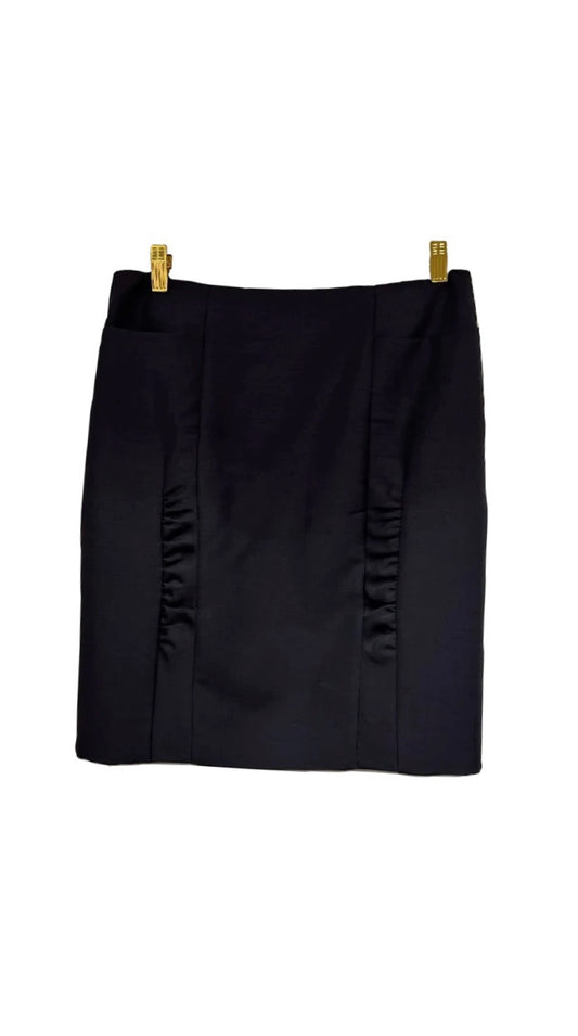CHLOE Gray Knee Length Pencil Skirt with Silk Pattern Rusching