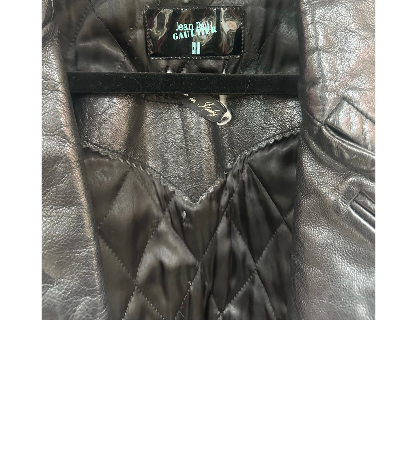 JEAN PAUL GAULTIER Cuir Long Leather Jacket w/ Fringe/Fur Sleeves
