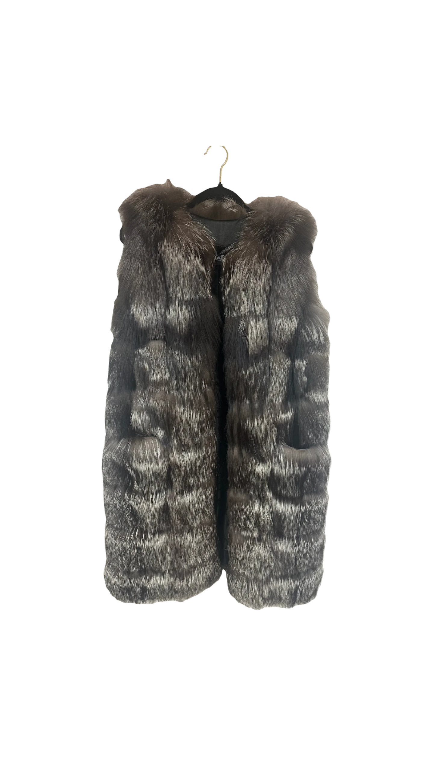 GELLICA Russian Silver Fox Fur Vest