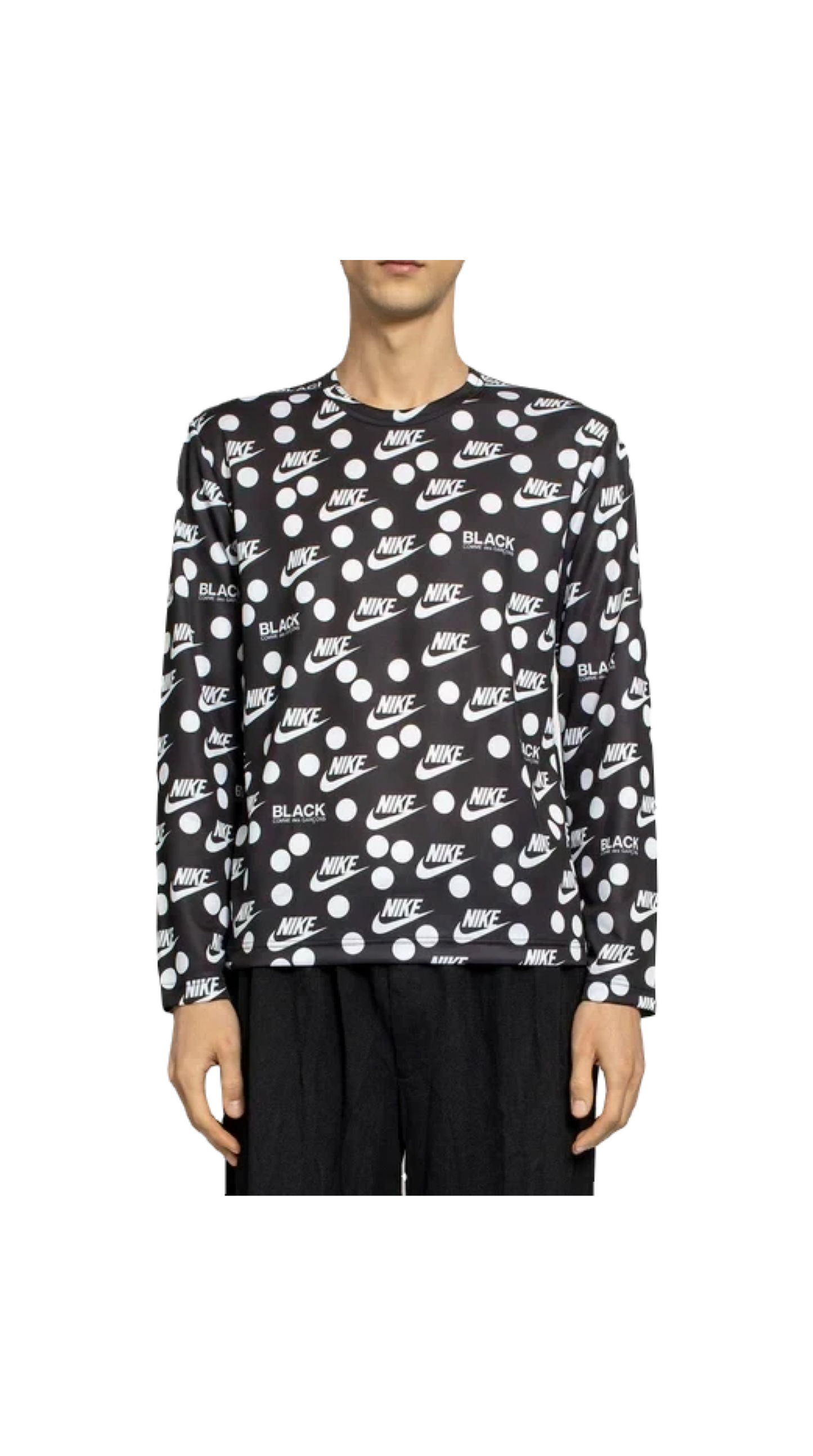 BLACK COMME DES GARCONS X NIKE Printed Crewneck Long Sleeve w/ Tags